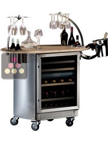 Bar mobile avec cave à vin de service 2 températures - compartiments haut et bas CALICE