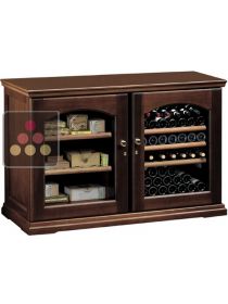 Combiné de cave à vin mono-température de conservation ou de serviuce et d'une cave à cigares CALICE