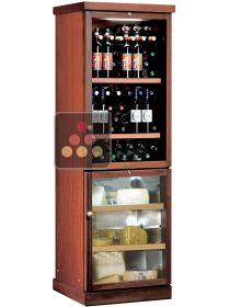 Combiné 2 températures : cave à vin et cave à fromage - Habillage bois - Bouteilles verticales CALICE