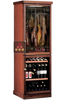 Combiné d'une cave à vin de service et d'une cave à charcuterie