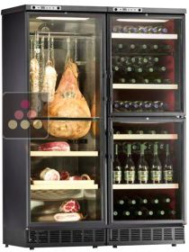 Combiné encastrable de deux caves à vin de service et d'une cave à charcuterie CALICE