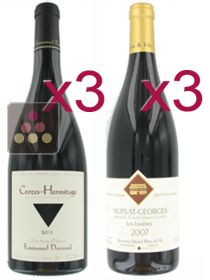 Sélection de 6 Vins Rouges - Rhône et Bourgogne - Syrah et Pinot noir Sélection Vin