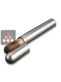 Étui pour 1 cigare en acier raffiné avec humidificateur et placage en cèdre espagnol Adorini