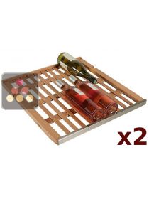 Lot de 2 clayettes de stockage hêtre façade inox pour les caves à vin Gamme Prestige La SOMMELIERE