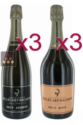 6 bouteilles de Champagne Billecart-Salmon : 3 Brut + 3 Rosé