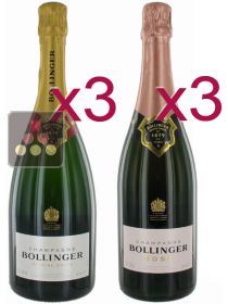 6 bouteilles de Champagne Bollinger : 3 Special Cuvée + 3 Rosé Sélection Vin