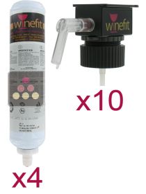 Lot de 10 têtes de distribution et 4 cartouches d'Argon pour distributeur de vin au verre WINEFIT