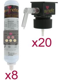 Lot de 20 têtes de distribution et 8 cartouches d'Argon pour distributeur de vin au verre WINEFIT