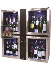 Combiné de 4 caves de service avec système de conservation de bouteilles ouvertes de vin LE VERRE DE VIN