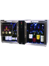 Combiné 2 caves de service + système de conservation bouteilles ouvertes de vin & Champagne LE VERRE DE VIN