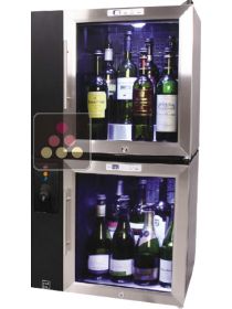 Combiné 2 caves de service + système de conservation bouteilles ouvertes de vin & Champagne LE VERRE DE VIN