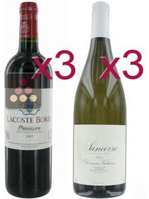 Sélection de 3 Vins Rouges et 3 Blancs - Loire en blanc et Bordeaux en rouge Sélection Vin