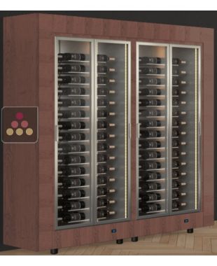 Combiné de 2 vitrines à vin multi-températures - Pose libre - Usage pro - Bouteilles horizontales - Cadre droit CALICE DESIGN