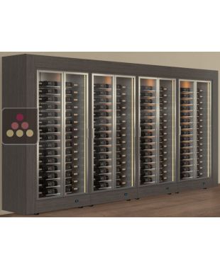 Combiné de 4 vitrines à vin multi-températures - Pose libre - Usage pro - Bouteilles horizontales - Cadre droit CALICE DESIGN