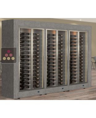Combiné de 3 vitrines à vin multi-températures pour installation centrale - Usage pro - Bouteilles horizontales - Cadre droit CALICE DESIGN
