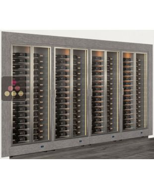 Combiné encastrable de 4 vitrines à vin multi-températures - Usage pro - Bouteilles horizontales - Cadre droit CALICE DESIGN