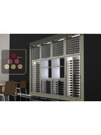 Combiné de 8 caves à vin multi-usages modulaires avec meubles de rangement, encastrable CALICE DESIGN