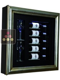 Cadre à vin Design et Silencieux mono-température pour 5 bouteilles et 2 verres CALICE DESIGN