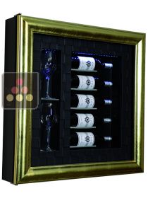 Cadre à vin Design et Silencieux mono-température pour 5 bouteilles et 2 verres CALICE DESIGN