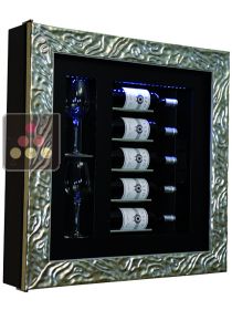 Cadre à vin Design et Silencieux mono-température pour 5 bouteilles et 2 verres CALICE DESIGN