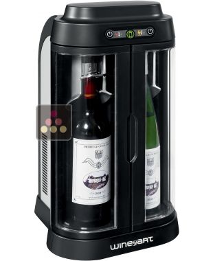 Bar à Vin 2 bouteilles Noir/Silver avec conservation de bouteilles ouvertes WINE ART