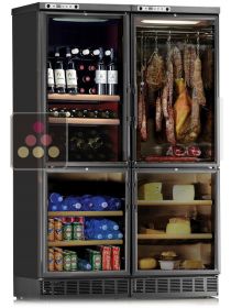 Combiné encastrable d'une cave à vin, d'une cave à fromages, d'une cave à charcuteries et d'un compartiment frais CALICE