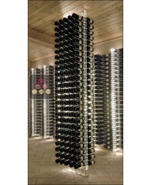 Colonne porte-bouteilles en plexiglas avec fixation sol/plafond pour 240 bouteilles - Hauteur = 2700 mm (illumination LED optionnelle) SOBRIO