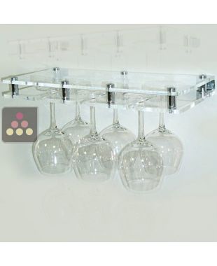 Porte-verre mural en plexiglas transparent - 6 verres SOBRIO