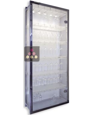 Placard en plexiglas transparent pour 108 verres suspendus SOBRIO