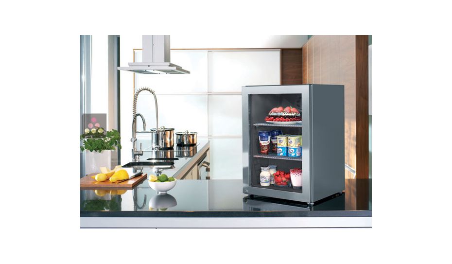 Réfrigérateur porte vitrée pose libre Inox - 45L