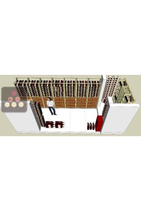 Aménagement cave naturelle : 56 caisse bois + 18 magnums + 1000 blles vin + 450 blles champagne + 14 blles spéciales