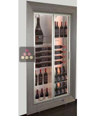 Vitrine à vin encastrable multi-usages - P36cm - Équipement mixte horizontales - Cadre droit CALICE DESIGN