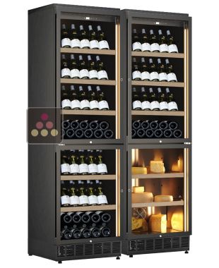 Combiné enchassable de 3 caves à vin et d'une cave à fromage - Bouteilles inclinées CALICE