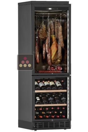 Combiné encastrable d'une cave à vin de service et d'une cave à charcuterie