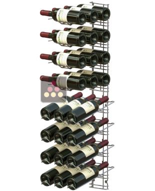Support mural noir mat pour 24 bouteilles de 75cl - Mixte bouteilles horizontales/inclinées VISIORACK