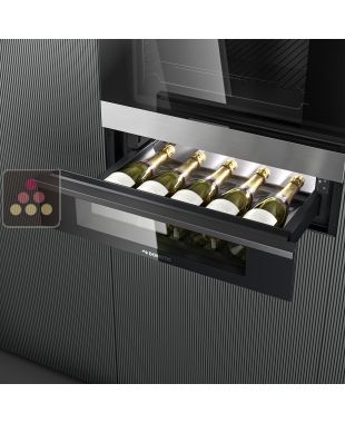Cave à vin de service à tiroir encastrable en colonne 5 bouteilles - Façade vitrée DOMETIC