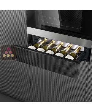 Cave à vin de service à tiroir encastrable en colonne 5 bouteilles - Façade habillable personnalisable DOMETIC