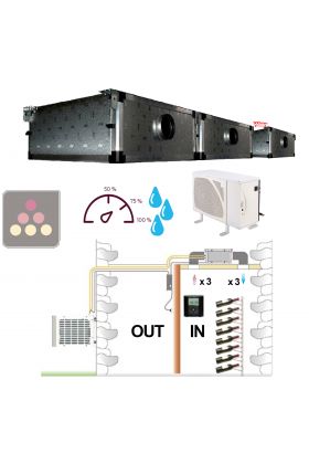 Climatiseur de cave 4000W/6°C à double évaporateur gainable, avec fonction chauffage et humidificateur - Gainage horizontal - Version spécifique