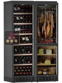 Combiné enchassable cave à vin multi-températures, cave à charcuterie et cave à fromage - Bouteilles inclinées CALICE