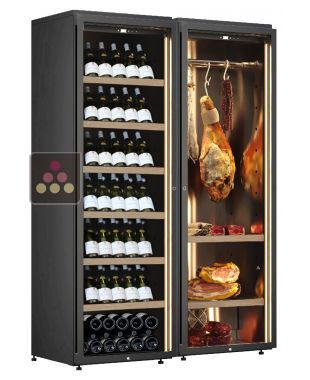 Combiné d'une cave à vin et une cave à charcuterie - Bouteilles inclinées CALICE