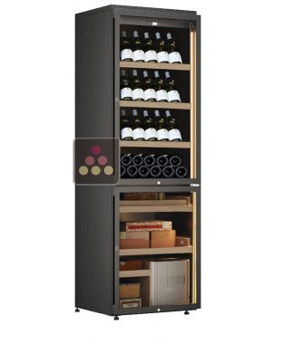 Combiné d'une cave à vin mono-température et d'une cave à cigares - Pose libre - Bouteilles inclinées
CALICE