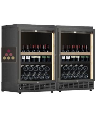 Combiné de 2 caves à vin enchassables mono-température service ou conservation avec tiroirs coulissants pour bouteilles debout CALICE