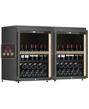 Combiné de 2 caves à vin mono-température service ou conservation avec tiroirs coulissants pour bouteilles debout CALICE