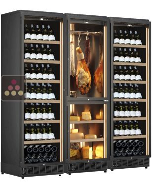 Combiné encastrable de 2 caves à vin, d'une cave à fromages et à charcuteries CALICE