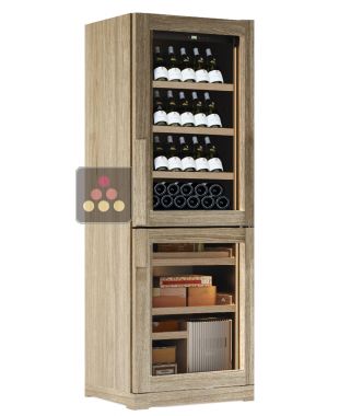 Combiné d'une cave à vin mono-température et d'une cave à cigares - Pose libre - Bouteilles inclinées
CALICE