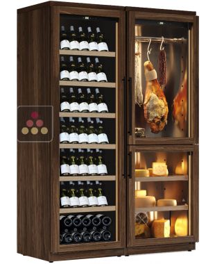 Combiné cave à vin mono-température, cave à charcuterie et cave à fromage - Bouteilles inclinées CALICE