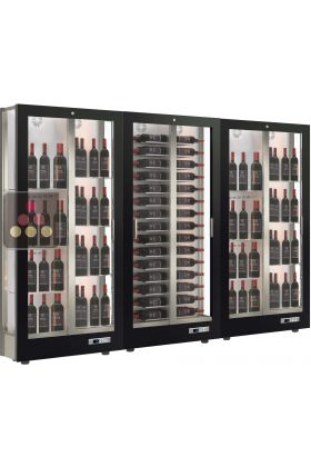 Combiné de 3 vitrines à vin multi-températures - Usage pro - P36cm - 3 côtés vitrés - Habillage magnétique interchangeable