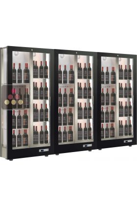 Combiné de 3 vitrines à vin multi-températures - Usage pro - P36cm - 3 côtés vitrés - Habillage magnétique interchangeable