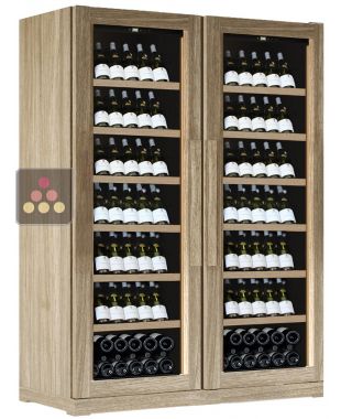 Combiné de 2 caves à vin mono-température de service ou de conservation - Présentation inclinée CALICE