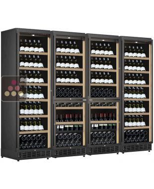 Combiné encastrable de 4 caves à vin 6 températures de service ou de conservation - 2 tiroirs de service pour bouteilles verticales CALICE